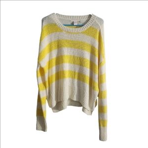 C&C California Yellow  White Striped Sweater Sz L